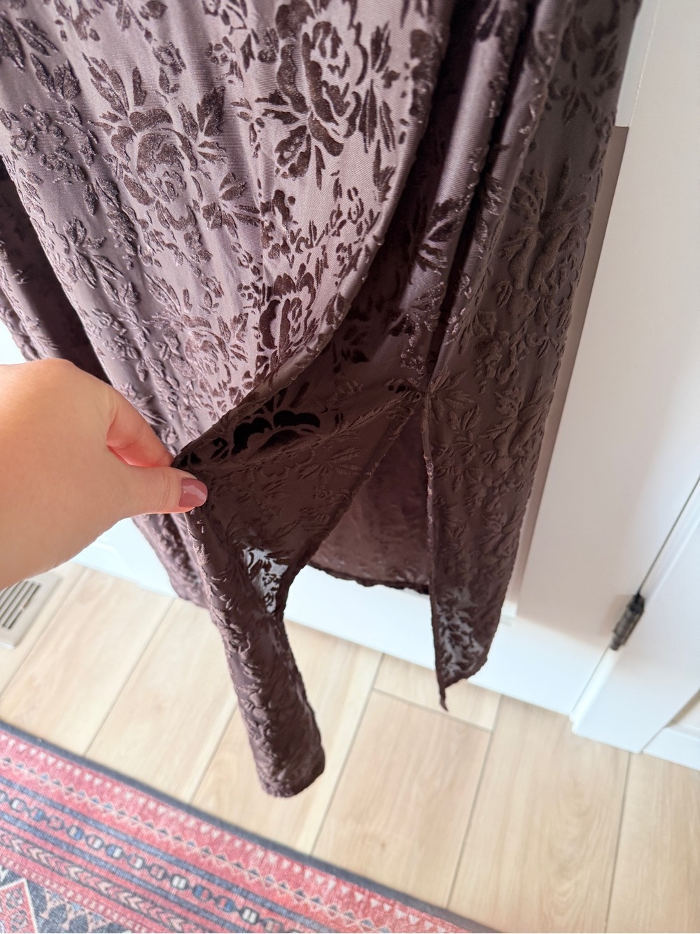 NWT Gap Velvet Floral Maxi Dress Long Sleeve XXL - Picture 5 of 7